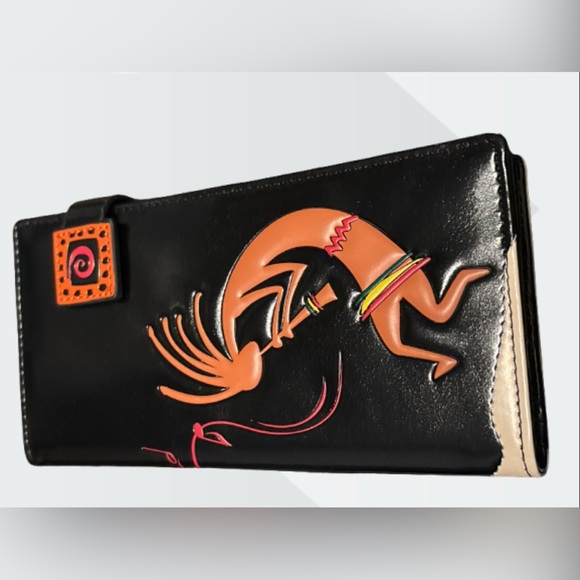 2/$30 Kokopelli Black Leather Wallet - Picture 2 of 7